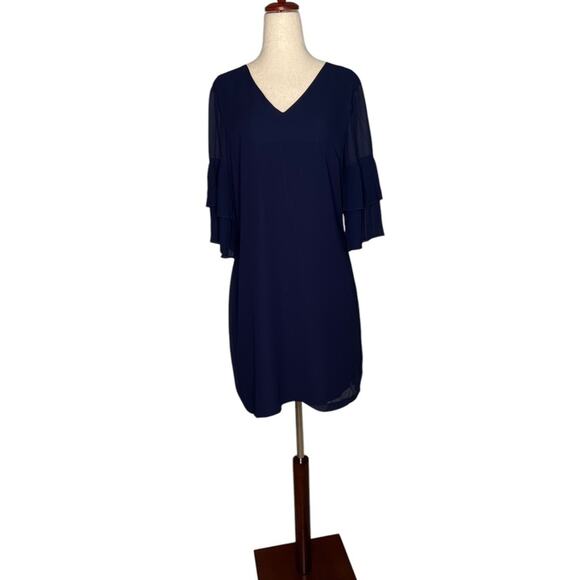 NWOT Sam Edelman Pleat Sleeve Shift Navy Dress – Sz 4 - Picture 2 of 7